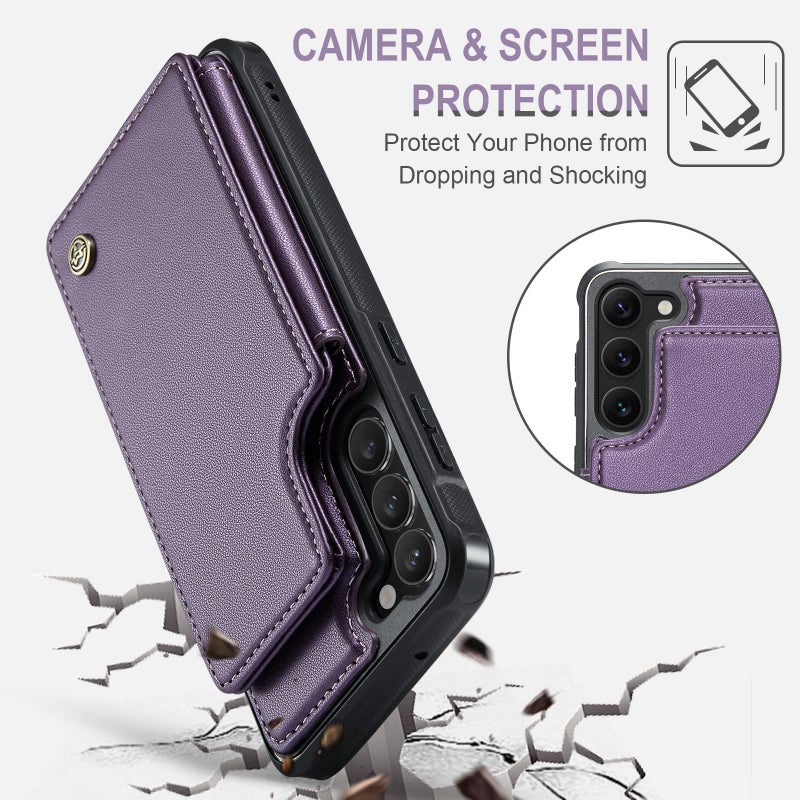 Vinich for Samsung Galaxy S23 Wallet Case with Card Holder, RFID Blocking Credit Slots Kickstand Shockproof Phone Cover Fit for Galaxy S23 6.1" Purple - Image 5