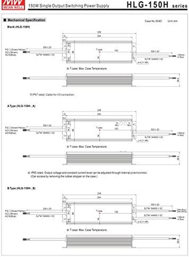 Mean Well HLG 150H 42B 150W 42V 3 6A Single Output Switching Power Supply Model B - Image 4