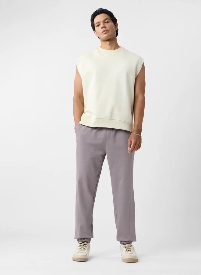 The Souled Store Men Grey Plain Relaxed Fit Joggers