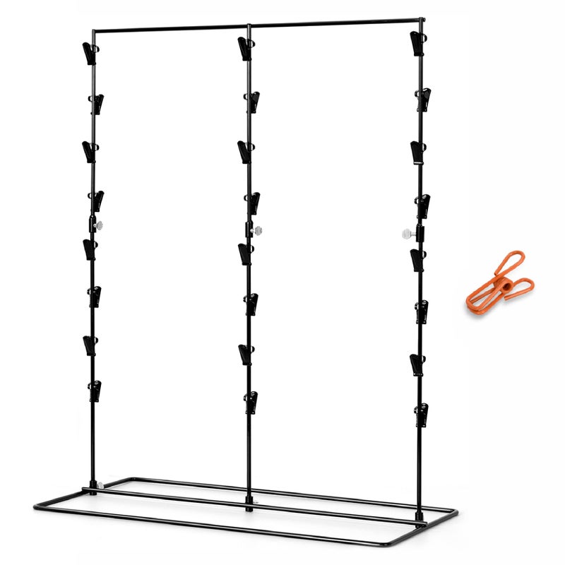 LOSTRONAUT Chip Rack Display Stand  24 x 9 x 10 Display Rack with 3 Strips  24 Chip Clips Snack Organizer for Pantry Shelf Retail Display Stand  Vendor Booth Supplies Greeting Card Holde