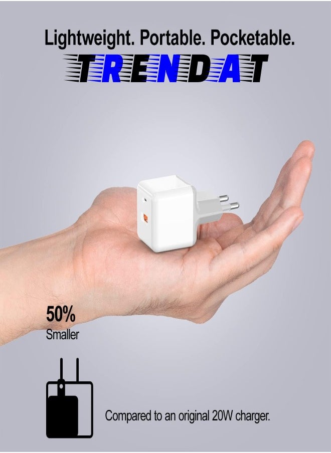 MEIDOU - 20W fast charger with two ports (Type C + USB) with 2 charging cables - compatible with iPhone and Android phones - Image 1