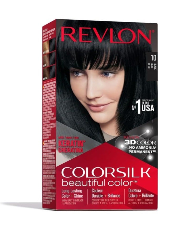 ريفلون صبغة شعر كولور سيلك الجميلة رقم 10 أسود للجنسين - استخدام واحد - Image 1