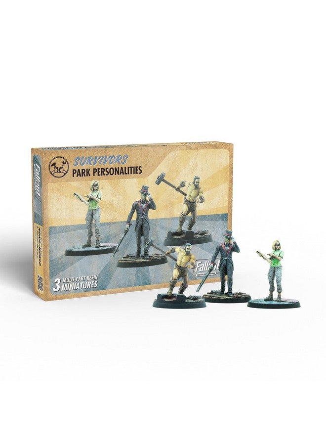 Modiphius: Fallout: Wasteland Warfare - Survivors Park Personalities - 3 Miniatures, 32mm Multi-Part Resin Unpainted Figures, RPG, Scenic Bases - Image 3