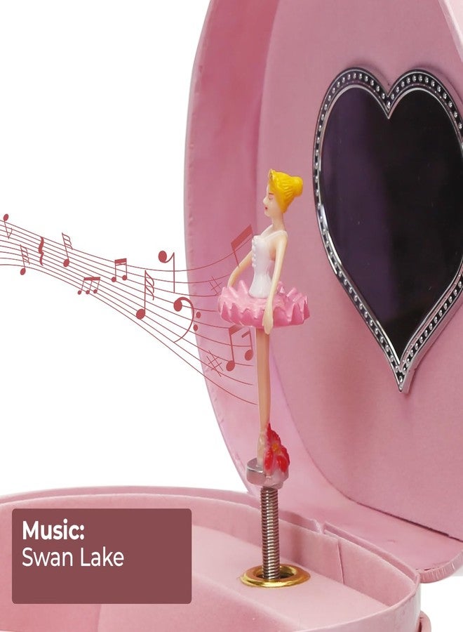 Enchantmints Musical Ballerina Jewelry Box for Girls Heart Shaped Ballerina Spins to Swan Lake - Image 3