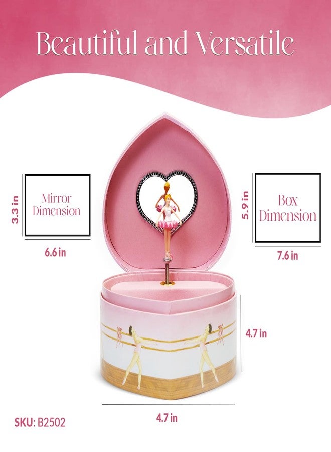 Enchantmints Musical Ballerina Jewelry Box for Girls Heart Shaped Ballerina Spins to Swan Lake - Image 5