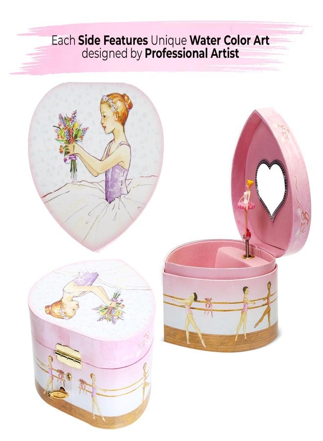 Enchantmints Musical Ballerina Jewelry Box for Girls Heart Shaped Ballerina Spins to Swan Lake - Image 4