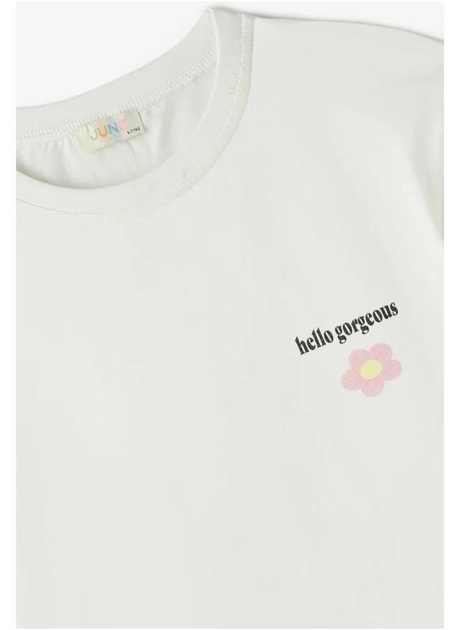 جون June Girl Tshirt Short 2 Pack Set Ecru - Damson