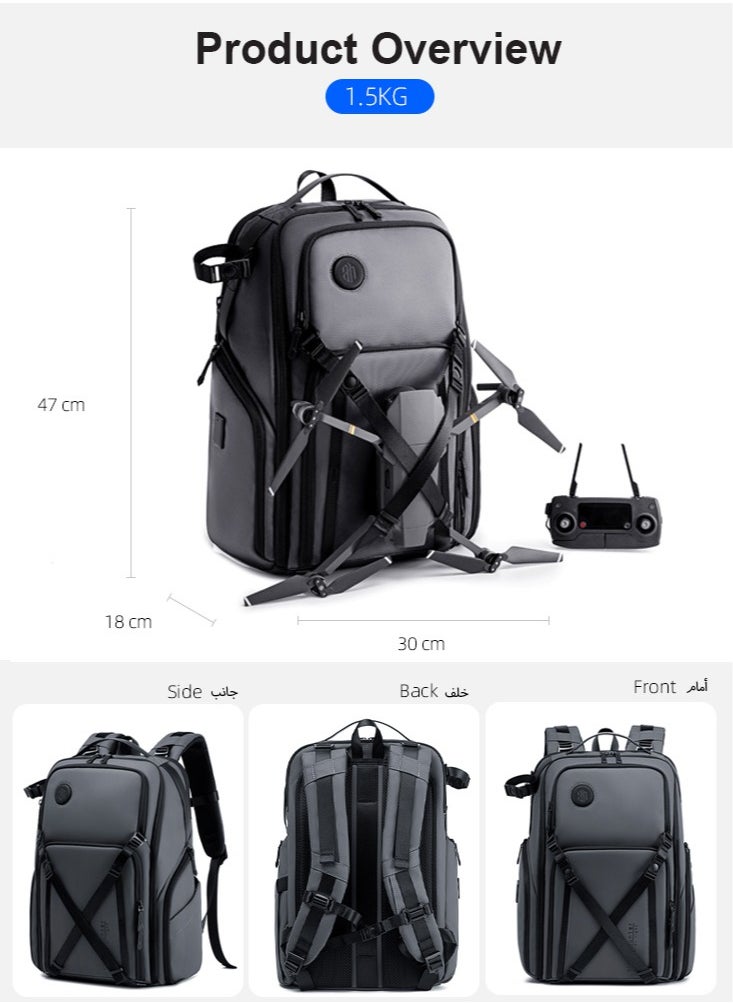 ARCTIC HUNTER - Professional Camera Backpack, DSLR/SLR Photography Waterproof Camera Bag with 15.6 inch Laptop Compartment and Tripod Holder, Grey - Image 1