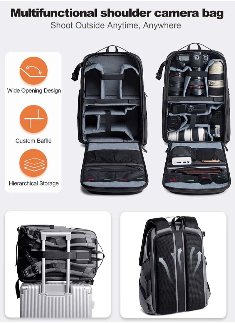 ARCTIC HUNTER - Professional Camera Backpack, DSLR/SLR Photography Waterproof Camera Bag with 15.6 inch Laptop Compartment and Tripod Holder, Grey - Image 1