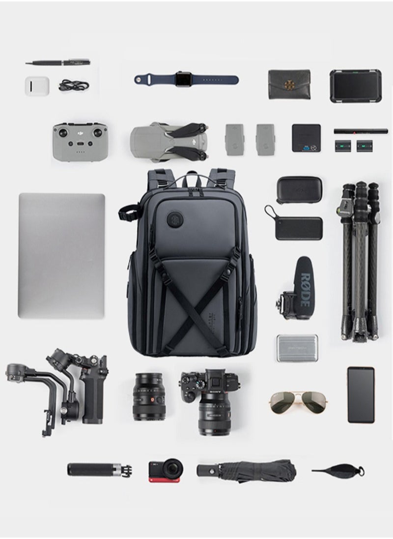 ARCTIC HUNTER - Professional Camera Backpack, DSLR/SLR Photography Waterproof Camera Bag with 15.6 inch Laptop Compartment and Tripod Holder, Grey - Image 1