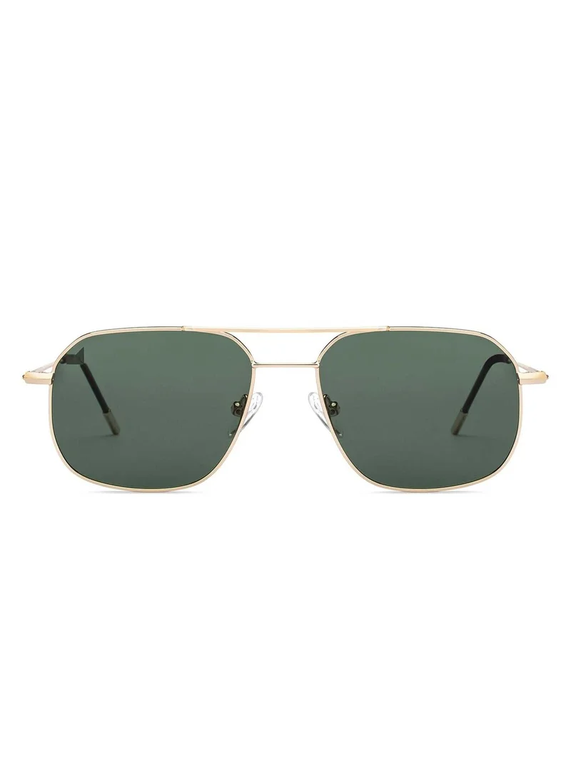 VINCENT CHASE Vincent Chase By Lenskart | Gold Green Solid Full Rim Rectangular | HOLIDAY EDIT | Branded Latest and Stylish Sunglasses | Polarized and 100% UV Protection (UV 400) | Unisex | Medium | VC S15773