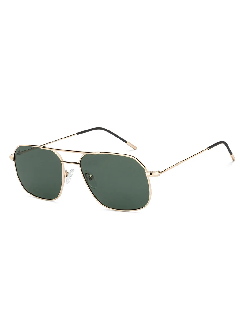 VINCENT CHASE Vincent Chase By Lenskart | Gold Green Solid Full Rim Rectangular | HOLIDAY EDIT | Branded Latest and Stylish Sunglasses | Polarized and 100% UV Protection (UV 400) | Unisex | Medium | VC S15773