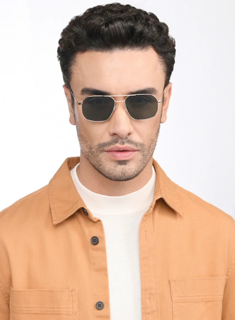 VINCENT CHASE Vincent Chase By Lenskart | Gold Green Solid Full Rim Rectangular | HOLIDAY EDIT | Branded Latest and Stylish Sunglasses | Polarized and 100% UV Protection (UV 400) | Unisex | Medium | VC S15773