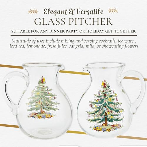 Portmeirion Spode Christmas Tree Glass Pitcher with Handle - Festive Holiday Beverage Server, Seasonal Drinkware for Entertaining, 6 Pint Capacity, Classic Glass Serveware - Celebrate Christmas Traditions - Image 5