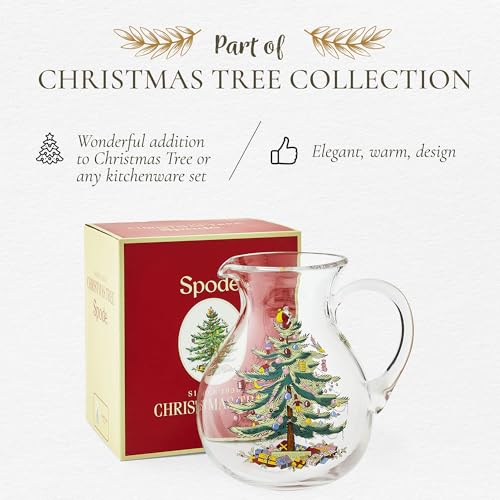 Portmeirion Spode Christmas Tree Glass Pitcher with Handle - Festive Holiday Beverage Server, Seasonal Drinkware for Entertaining, 6 Pint Capacity, Classic Glass Serveware - Celebrate Christmas Traditions - Image 3