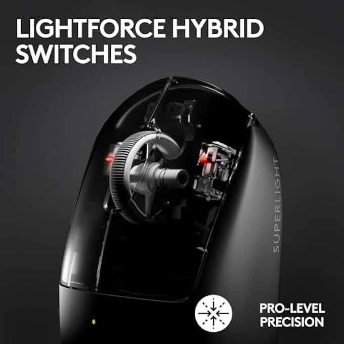 rayihni ماوس الألعاب اللاسلكي PRO X SUPERLIGHT 2 LIGHTSPEED، خفيف الوزن، مفاتيح هجين LIGHTFORCE، مستشعر HERO 2، 32,000 DPI، 5 أزرار قابلة للبرمجة، شحن USB-C، للكمبيوتر الشخصي وماك - أسود - Image 2
