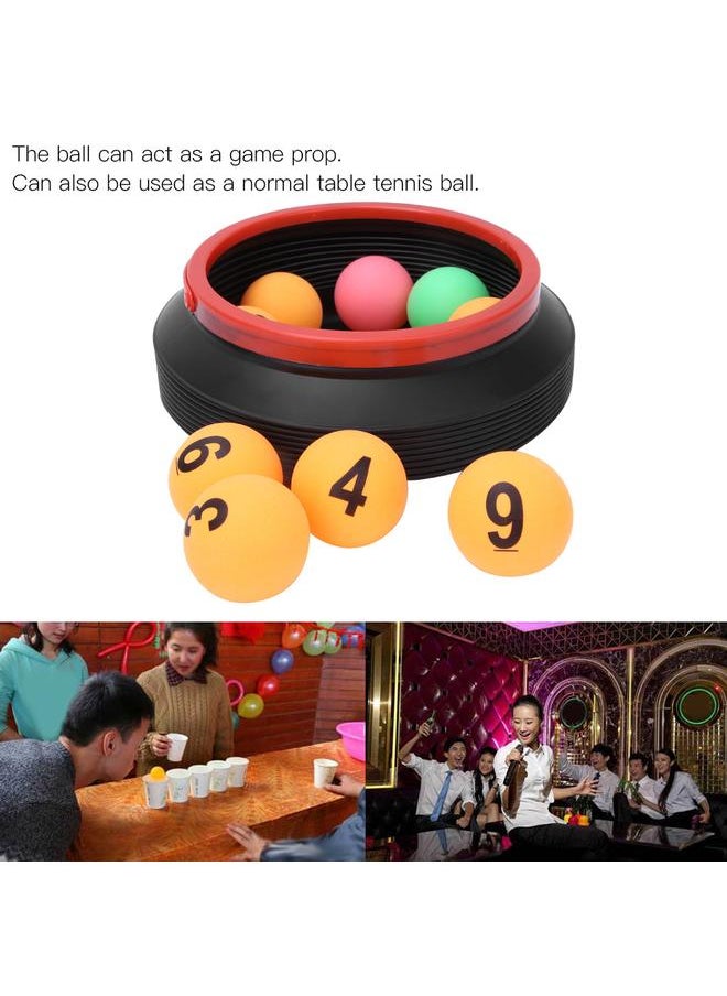 NIBEMINENT - Recreation Activity Lottery Number Balls Decompression Toy Ping Pong Ball with Folding BucketYellow - Image 1