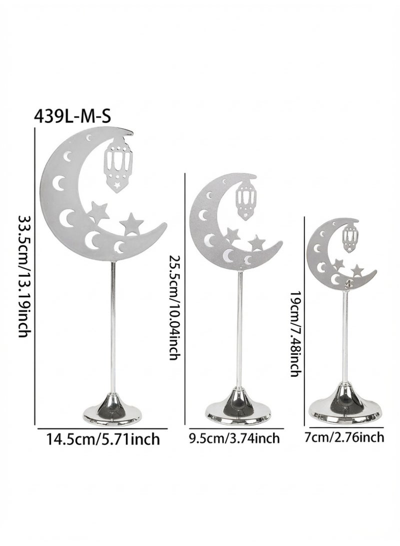 مجموعة من 3 زينة على شكل هلال، زينة مكتبية لرمضان، زينة مكتبية، زينة للمهرجانات، ديكور منزلي، هدايا رمضانية، زينة للحفلات والعطلات، نجمة، هلال، فانوس، إنها الهدية المثالية للعائلة والأصدقاء. - Image 2