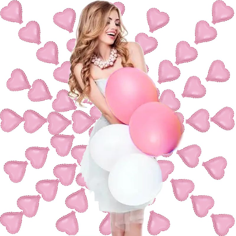 Finypa 100Pcs 5'' Valentine's Day Foil Heart Shaped Balloons 5 Inch Heart Mylar Balloons,Peach Heart Balloon for Wedding,Birthday,Engagement,Single Party Decoration (Pink) - Image 4
