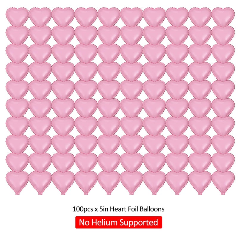 Finypa 100Pcs 5'' Valentine's Day Foil Heart Shaped Balloons 5 Inch Heart Mylar Balloons,Peach Heart Balloon for Wedding,Birthday,Engagement,Single Party Decoration (Pink) - Image 2