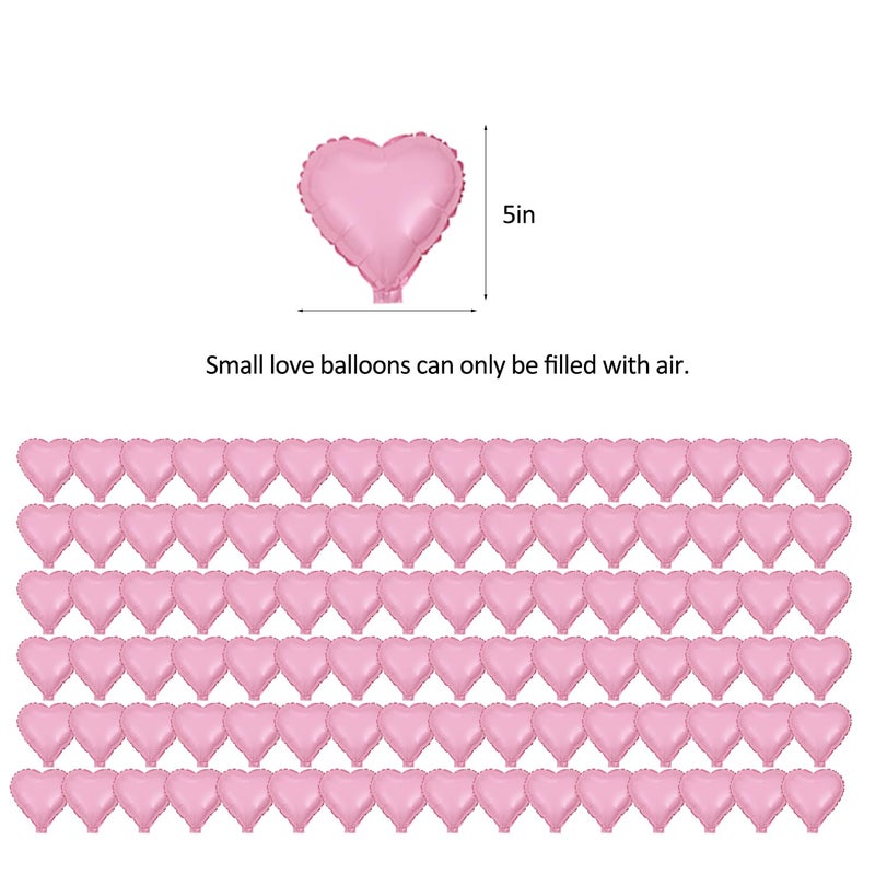 Finypa 100Pcs 5'' Valentine's Day Foil Heart Shaped Balloons 5 Inch Heart Mylar Balloons,Peach Heart Balloon for Wedding,Birthday,Engagement,Single Party Decoration (Pink) - Image 3