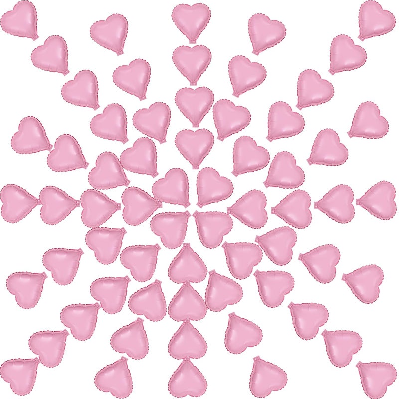 Finypa 100Pcs 5'' Valentine's Day Foil Heart Shaped Balloons 5 Inch Heart Mylar Balloons,Peach Heart Balloon for Wedding,Birthday,Engagement,Single Party Decoration (Pink) - Image 1