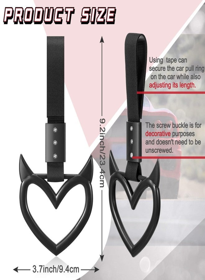 Fabbay 2 Pieces Heart Handle Keychains Car Accessory Heart Hand Strap Drift Charm for Car Interior Exterior Decoration(Black,Devil Style) - Image 2