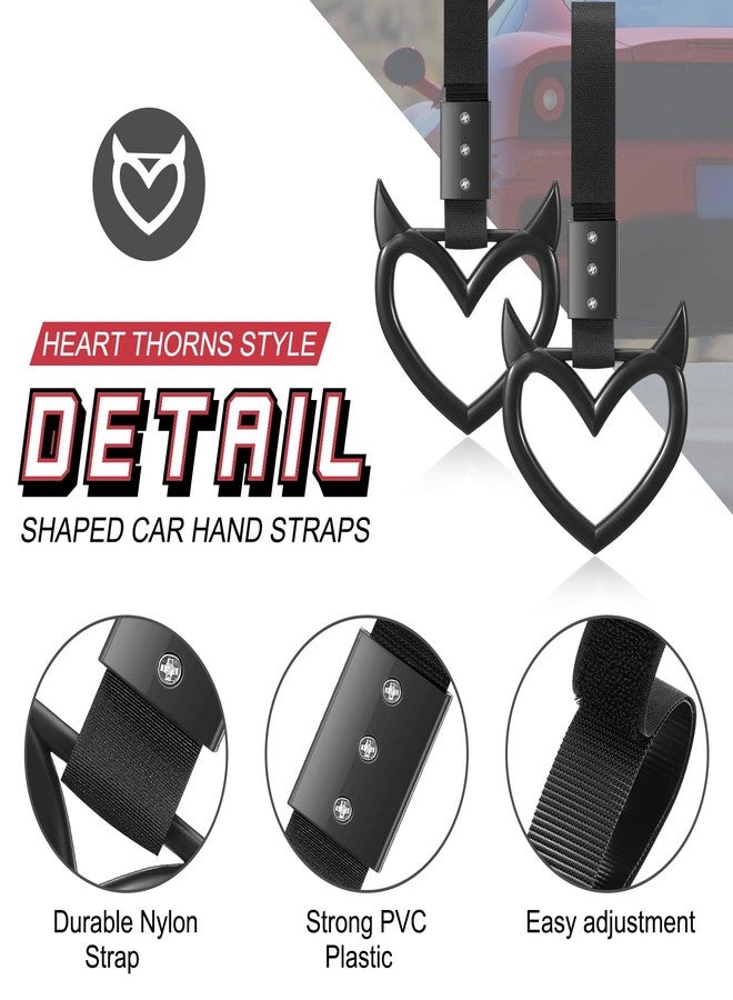 Fabbay 2 Pieces Heart Handle Keychains Car Accessory Heart Hand Strap Drift Charm for Car Interior Exterior Decoration(Black,Devil Style) - Image 3