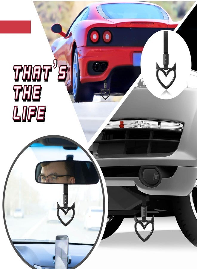 Fabbay 2 Pieces Heart Handle Keychains Car Accessory Heart Hand Strap Drift Charm for Car Interior Exterior Decoration(Black,Devil Style) - Image 5