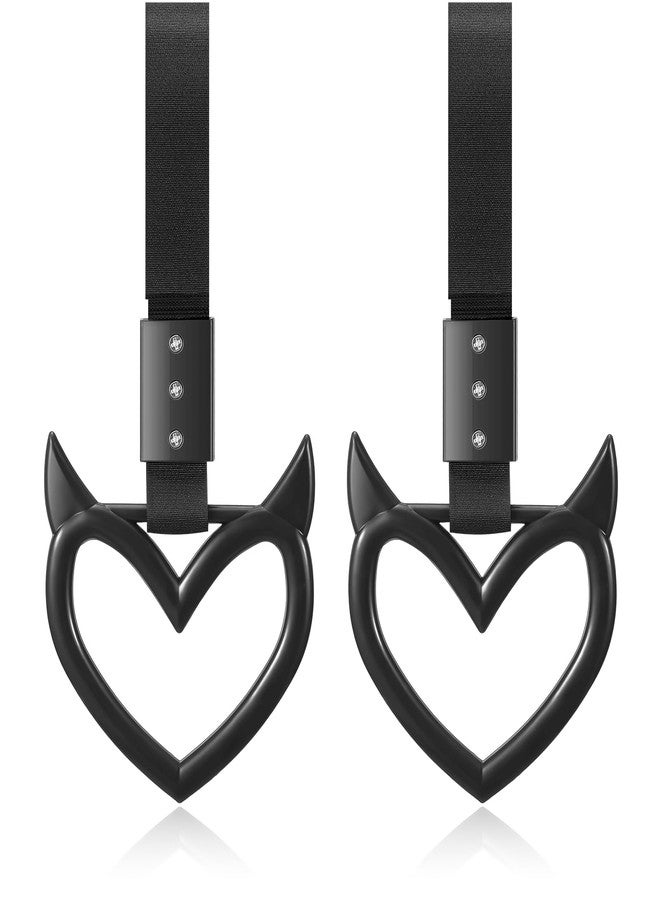 Fabbay 2 Pieces Heart Handle Keychains Car Accessory Heart Hand Strap Drift Charm for Car Interior Exterior Decoration(Black,Devil Style) - Image 1