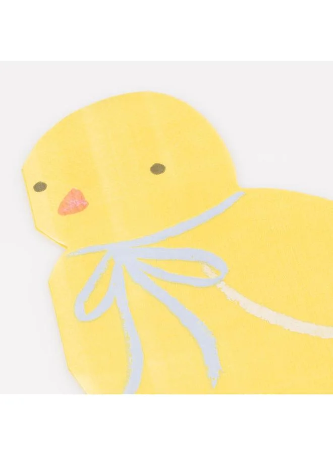 Meri Meri  Easter Chick Napkins - Pack of 16 3-Ply Paper Napkins Featuring Adorable Chick with Blue Bow, Playful Springtime Table Decoration for Easter, Garden Parties and Festive Meals  | Best Price UAE