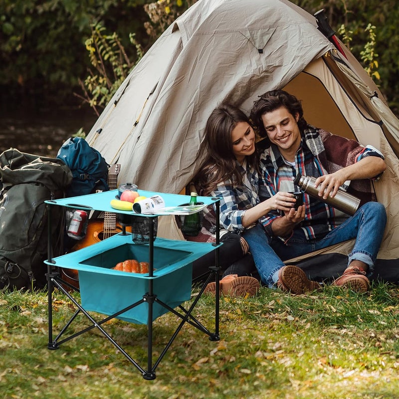 VILLEY Portable Camping Picnic Table, Lightweight Folding Beach Table with 4 Cup Holders and Carry Bag for Camp, Travel, Fishing, and Outdoor Activities - Image 2