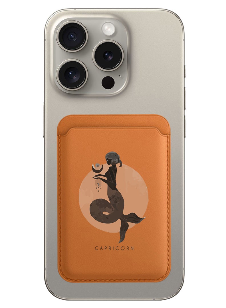 Theodor Magnetic Wallet, Compatible with MagSafe Wallet, for iPhone Wallet, for iPhone 16/15/14/13/12 Series, Not for iPhone 13/12 mini, 3 Card Holder, Vegan Leather, Brown - Capricorn - Image 1