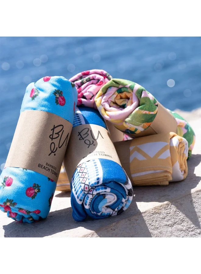 BU Towels Turathi Beach Towels | Eco-Friendly | Ultra-Soft &amp; Lightweight | Made from Bamboo viscose, &amp; recycled polyester (90 x 170 cm)