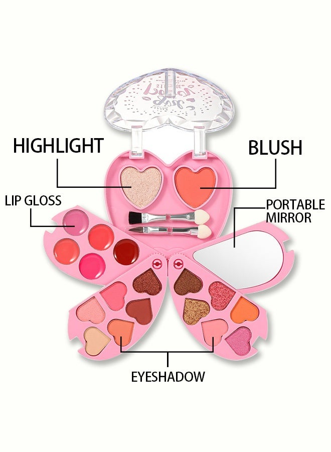S.F.R COLOR All-in-One Heart Makeup Kit:12 Pigmented Matte, Shimmer & Glitter Shades for Eyes, Cheeks & Lips – Portable, Beginner-Friendly & Long-Lasting #02 - Image 4