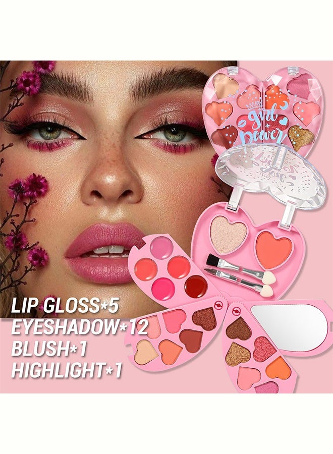 S.F.R COLOR All-in-One Heart Makeup Kit:12 Pigmented Matte, Shimmer & Glitter Shades for Eyes, Cheeks & Lips – Portable, Beginner-Friendly & Long-Lasting #02 - Image 3