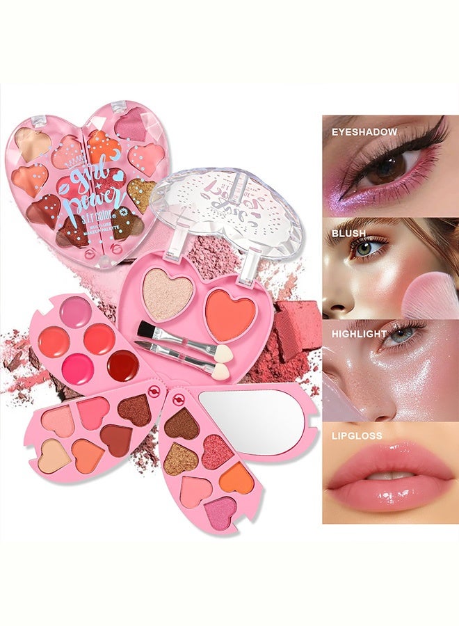 S.F.R COLOR All-in-One Heart Makeup Kit:12 Pigmented Matte, Shimmer & Glitter Shades for Eyes, Cheeks & Lips – Portable, Beginner-Friendly & Long-Lasting #02 - Image 1