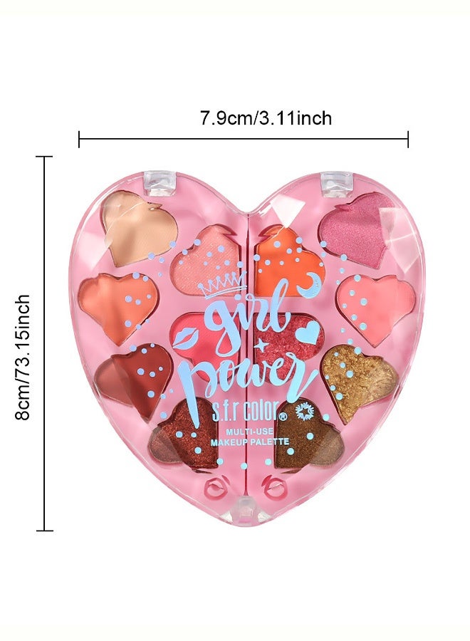 S.F.R COLOR All-in-One Heart Makeup Kit:12 Pigmented Matte, Shimmer & Glitter Shades for Eyes, Cheeks & Lips – Portable, Beginner-Friendly & Long-Lasting #02 - Image 5