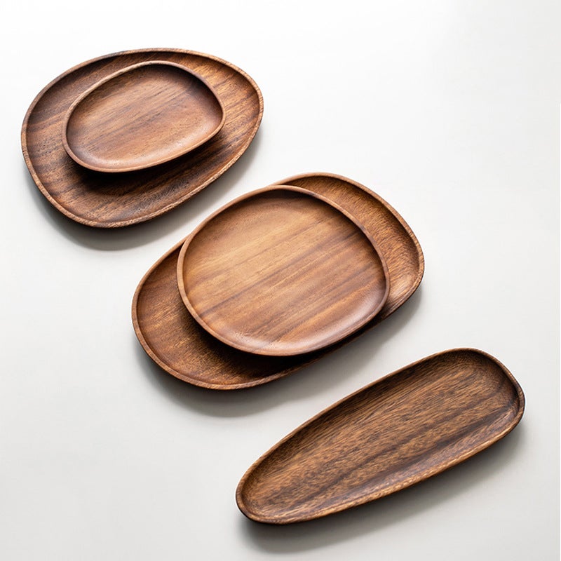 Walnut Tray Solid Wood Plate Japanese Irregular Plate Household Wooden Tray Fruit Plate Creative Snack Plate - Image 2