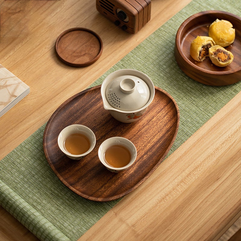 Walnut Tray Solid Wood Plate Japanese Irregular Plate Household Wooden Tray Fruit Plate Creative Snack Plate - Image 5