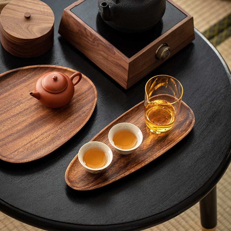 Walnut Tray Solid Wood Plate Japanese Irregular Plate Household Wooden Tray Fruit Plate Creative Snack Plate - Image 3