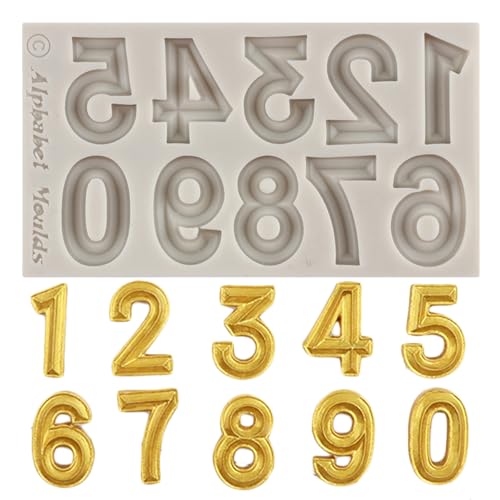 MINFEIDMS Silicone Fondant Molds 3D Number 0-9 Fondant Chocolate Baking Molds For Cake Decorating Cupcake Topper Candy Chocolate Gum Paste Polymer Clay Set Of 1 - Image 1