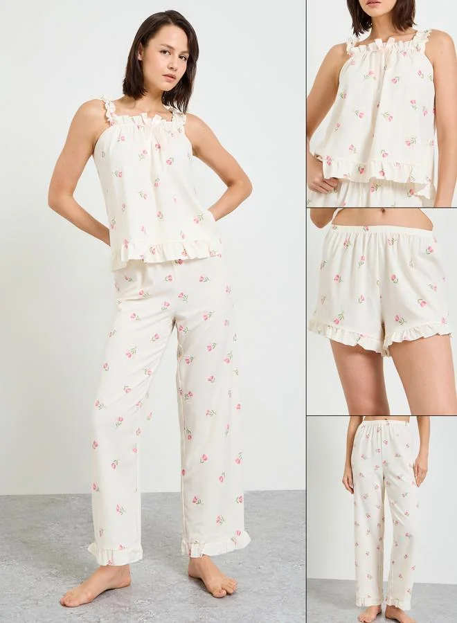 Floral Cami and Straight Pyjama Set