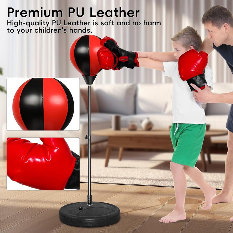 Generic Punching Bag for Kids with Gloves – Adjustable Height Boxing Stand, Kickboxing Training Toy for Boys Girls, Indoor Fitness Game & Energy Outlet for Ages 3-14, Perfect Sports Gift - Image 5