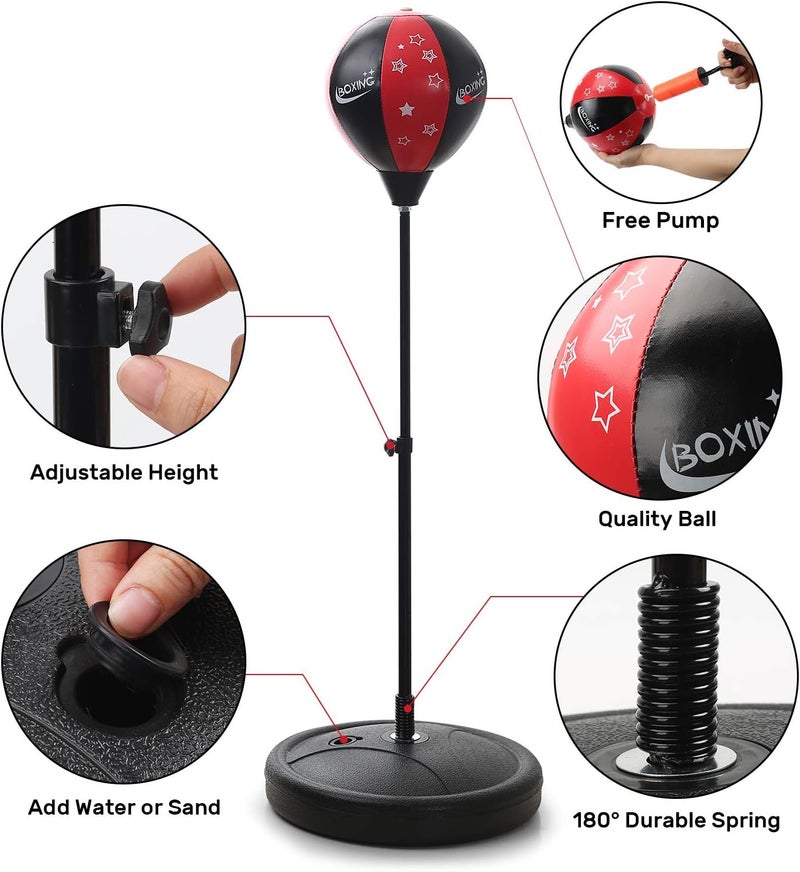 Generic Punching Bag for Kids with Gloves – Adjustable Height Boxing Stand, Kickboxing Training Toy for Boys Girls, Indoor Fitness Game & Energy Outlet for Ages 3-14, Perfect Sports Gift - Image 2