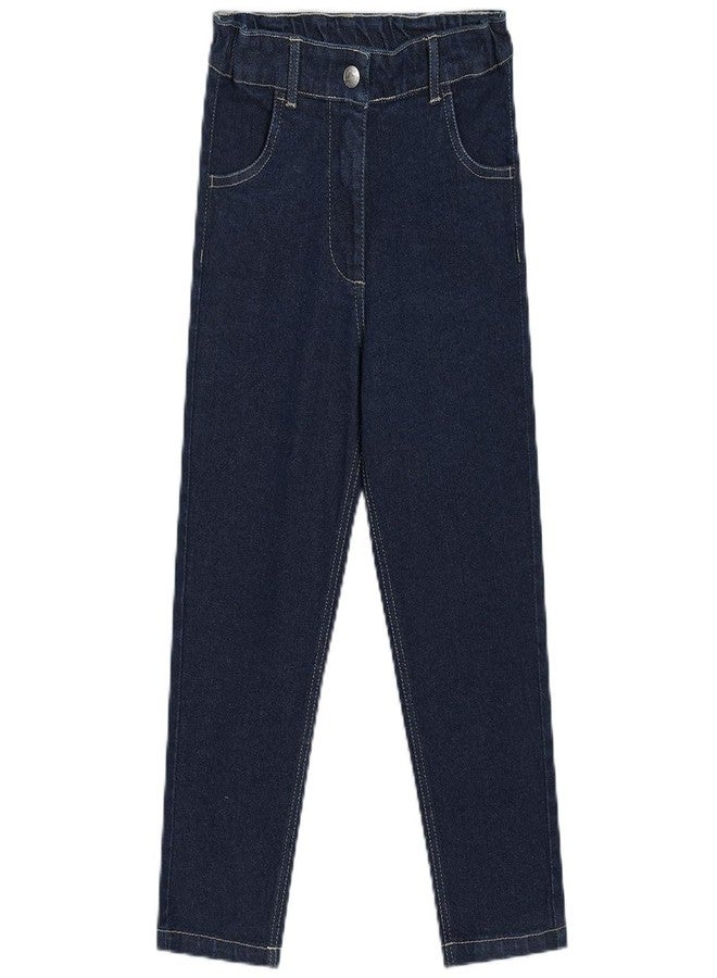 miniklub Baby Boys Full Length Woven Cotton Denim Pant, Pack of 1, Dark Blue (12-18M) - Image 1