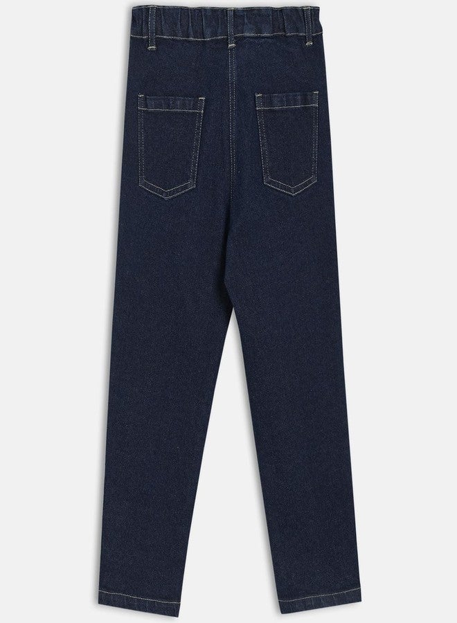 miniklub Baby Boys Full Length Woven Cotton Denim Pant, Pack of 1, Dark Blue (12-18M) - Image 2