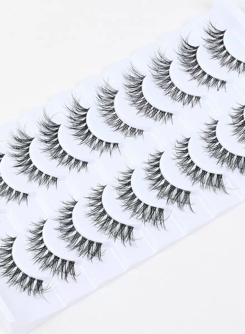 3D False Eyelashes, Artificial Natural Eyelash Set, Cat Eye Fox, Clear Stem Eyelashes, Reusable Mink Eyelashes, 10 Pairs - Image 4