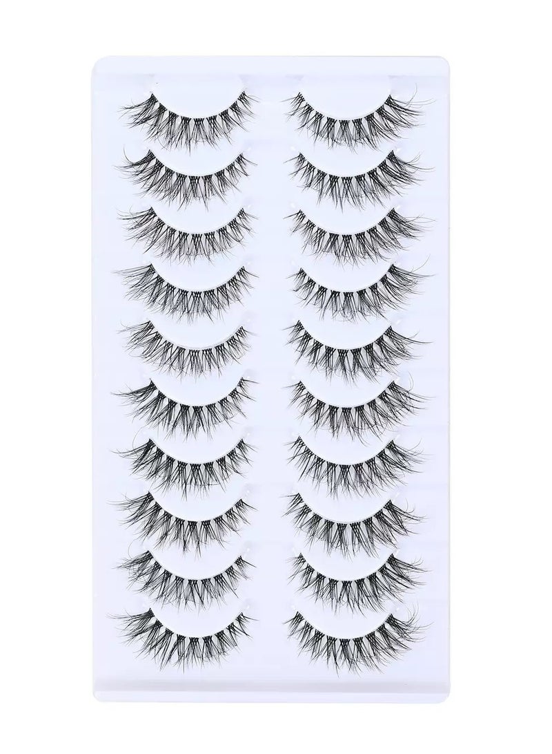 3D False Eyelashes, Artificial Natural Eyelash Set, Cat Eye Fox, Clear Stem Eyelashes, Reusable Mink Eyelashes, 10 Pairs - Image 1
