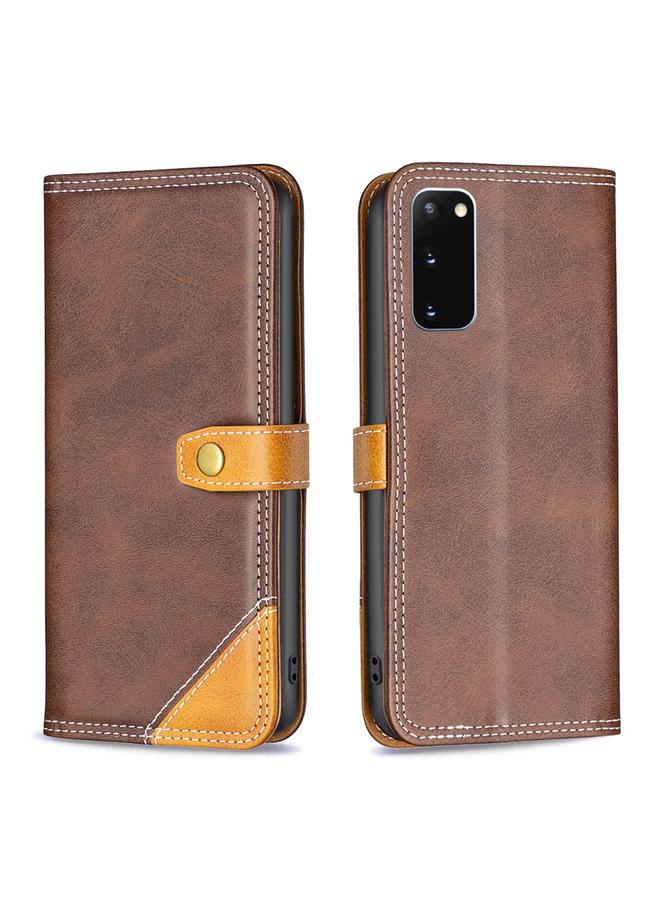 اس-توب جراب لهاتف Samsung Galaxy S20 مصنوع من الجلد بخيوط خياطة مزدوجة متناسقة الألوان - Image 2